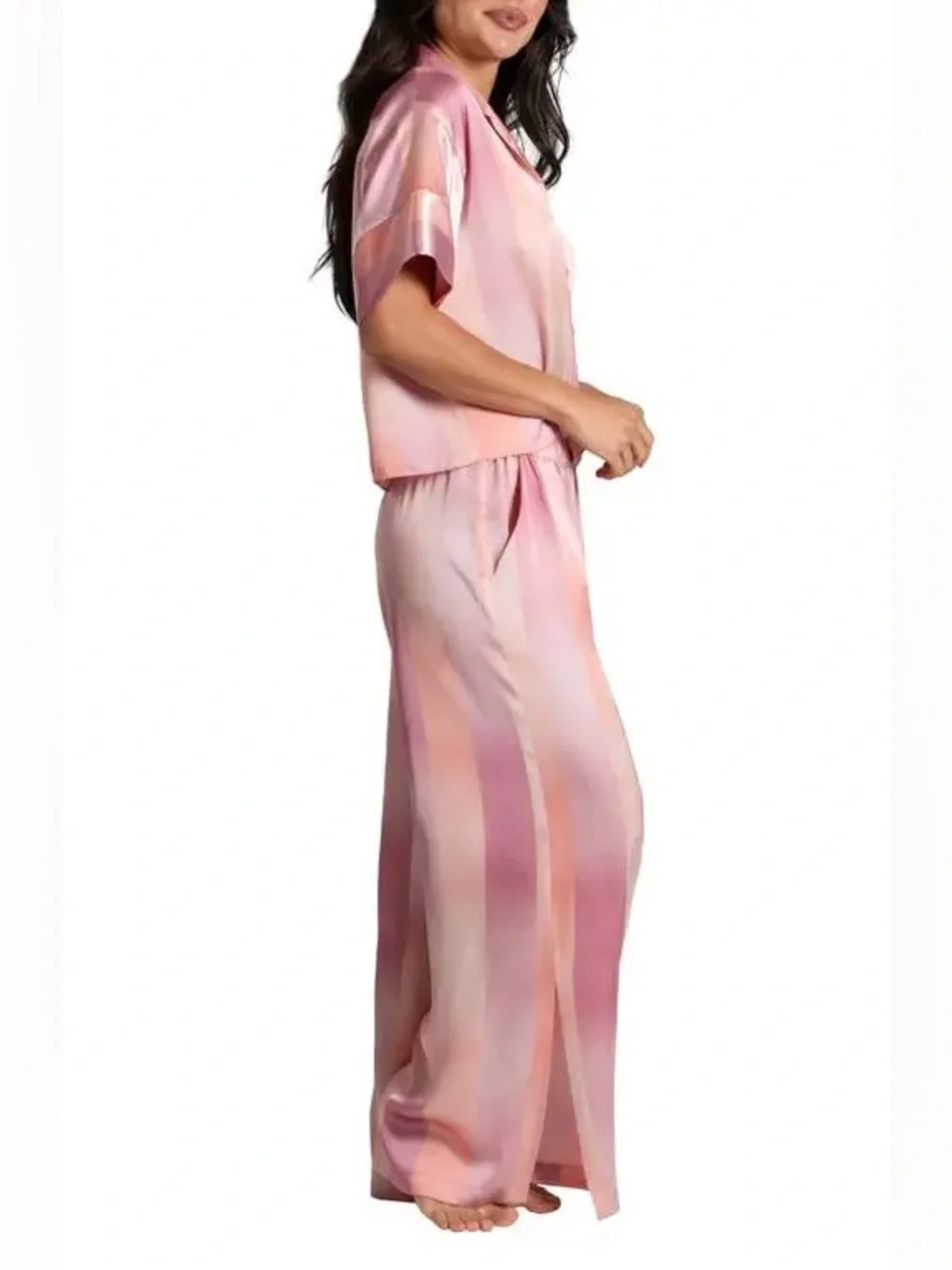 Midnight Bakery Women's 2-Pc. Joplin Satin Pajamas Set Ombré Lane stripe SzS